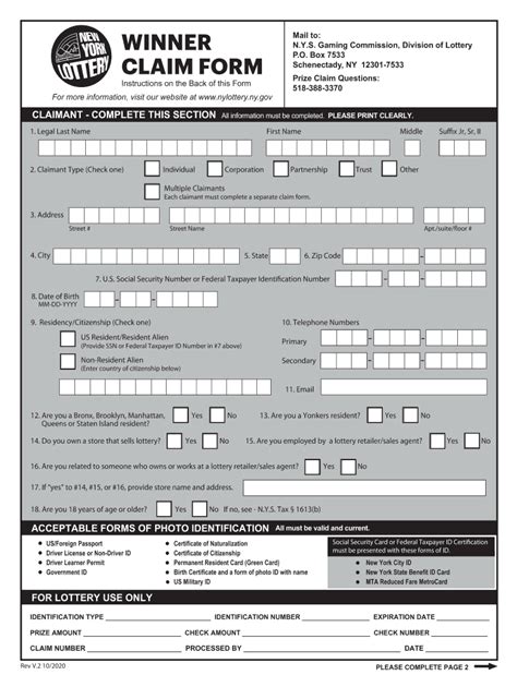 lottery claim form ny.